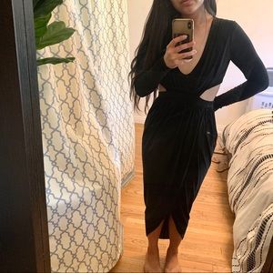 Long Sleeve Wrap Dress w/ Cutout Sides